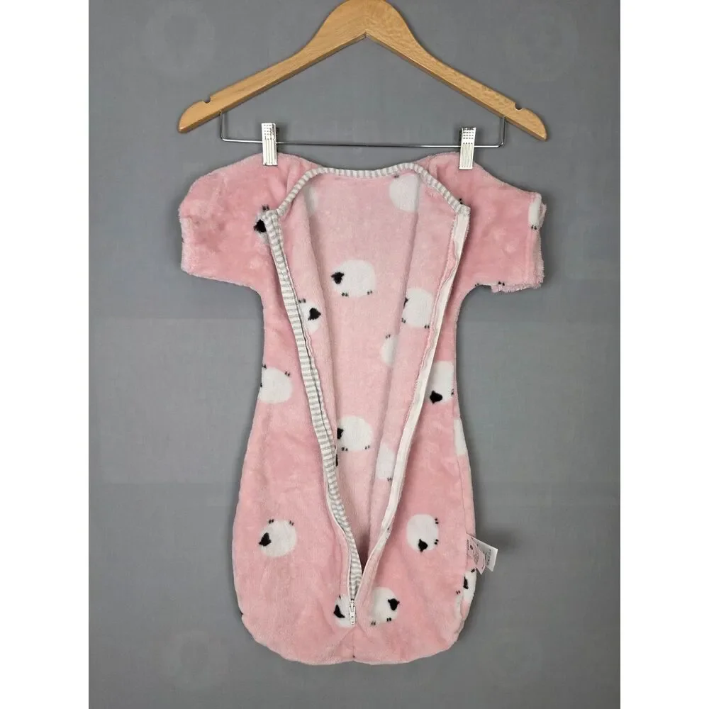ZigJoy Infant Baby Sleep Sack 3-6 Mth Pink Sheep Fuzzy Swaddle Blanket Bag